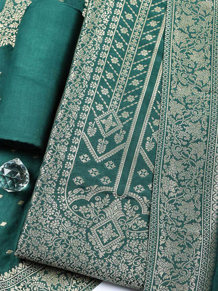 Woven Design Chanderi Unstitched Suit With Pant &amp; Dupatta