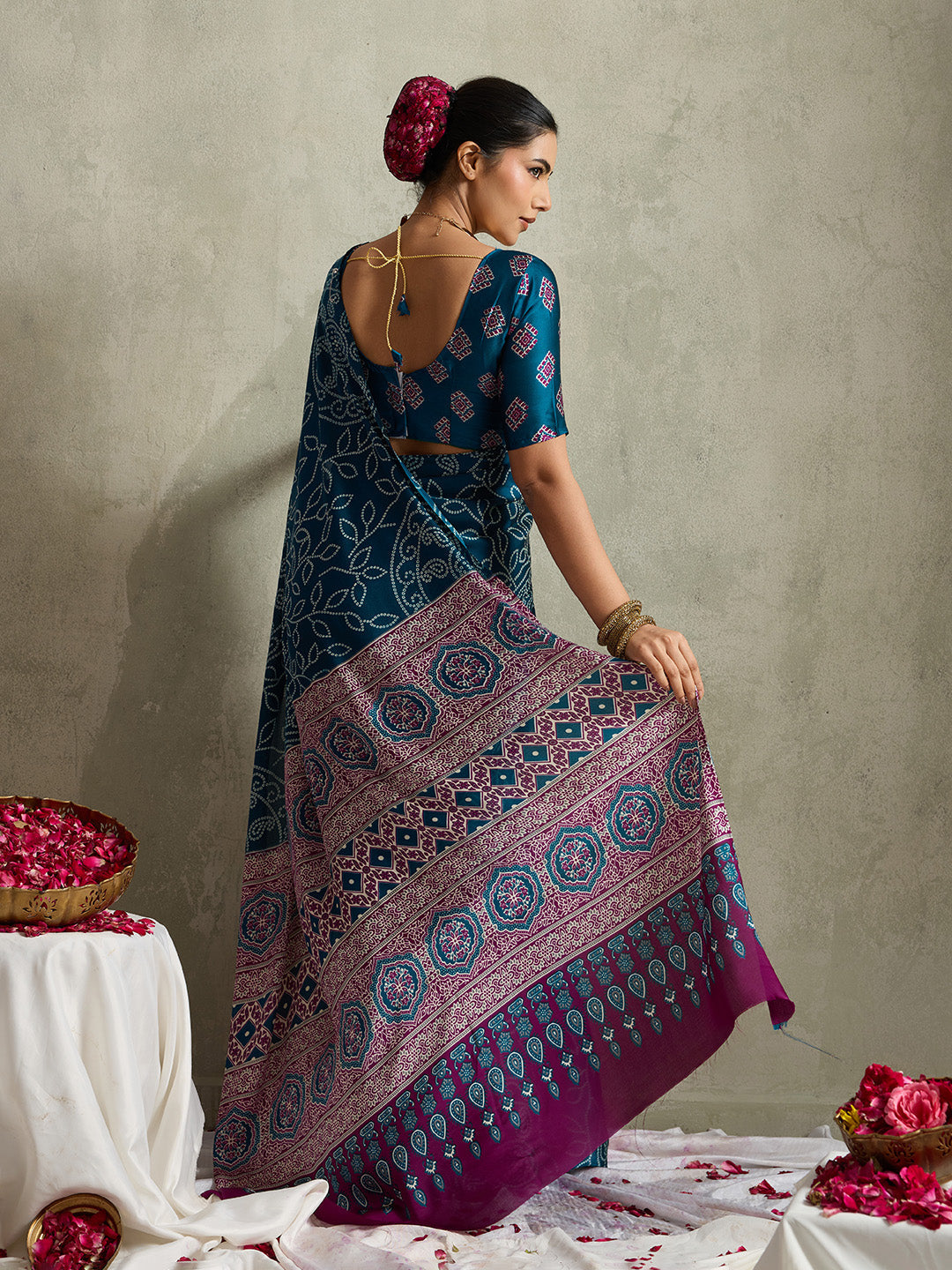 Printed Satin Saree