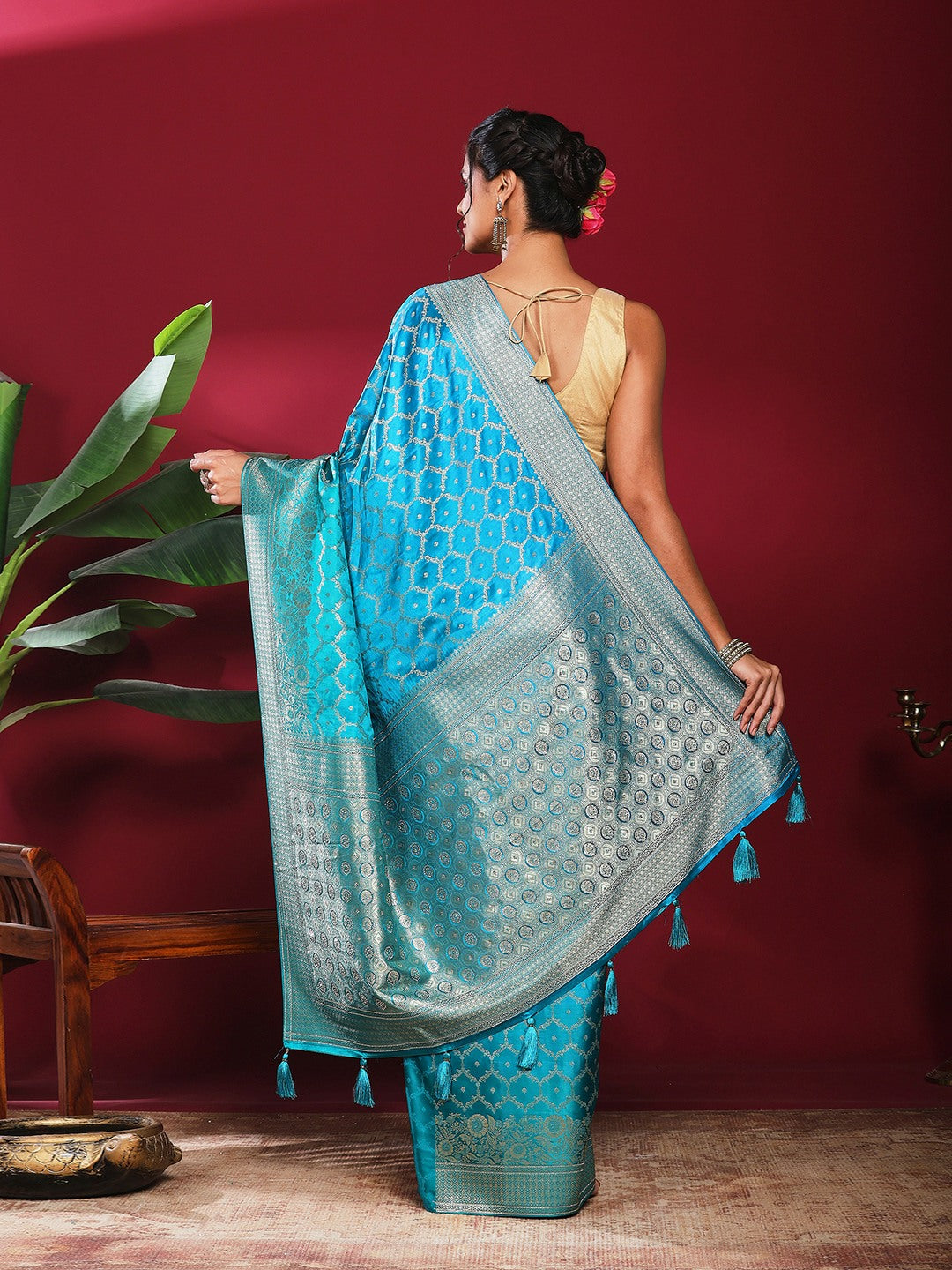 Woven Design Satin Saree