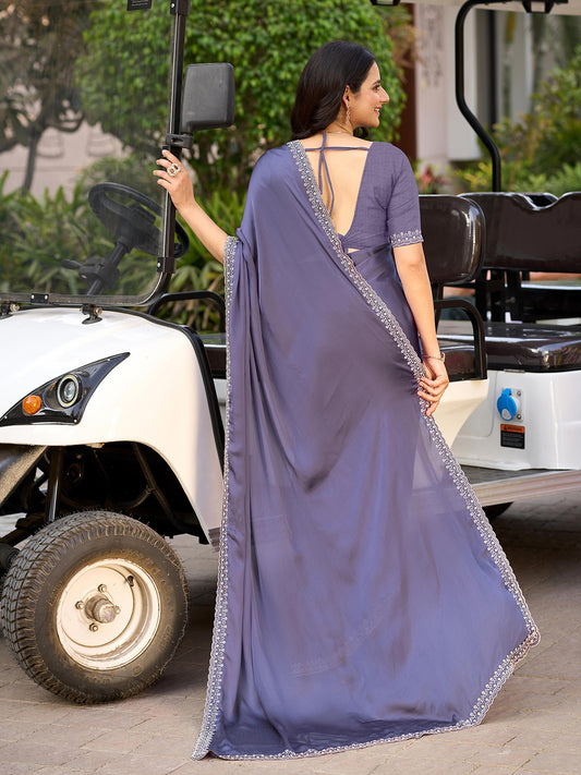 Sequins Embroidery Chiffon Saree