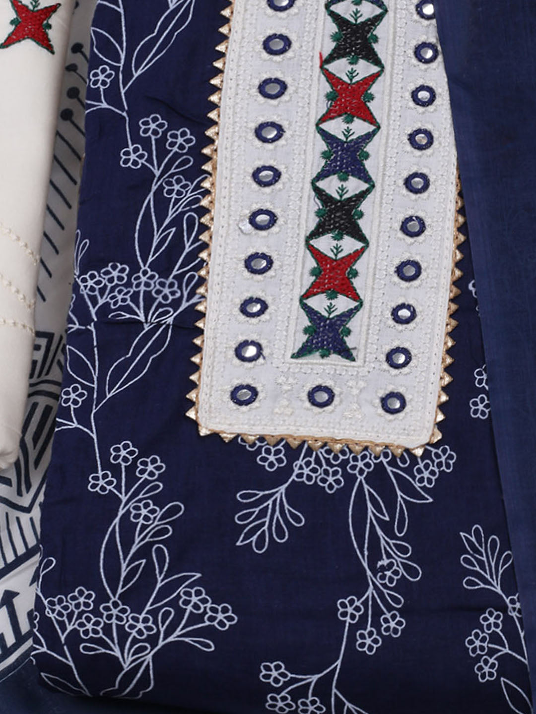 Printed Cotton Blend Unstitched Suit With Dupatta