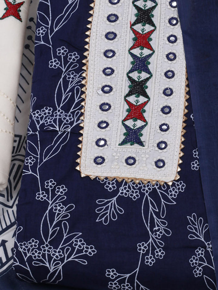 Printed Cotton Blend Unstitched Suit With Dupatta