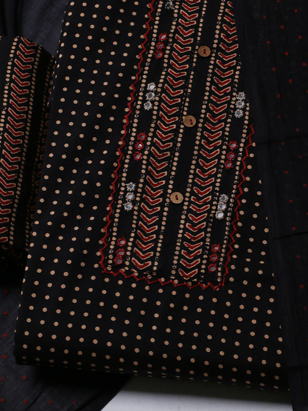 Printed Cotton Blend Unstitched Suit With Dupatta