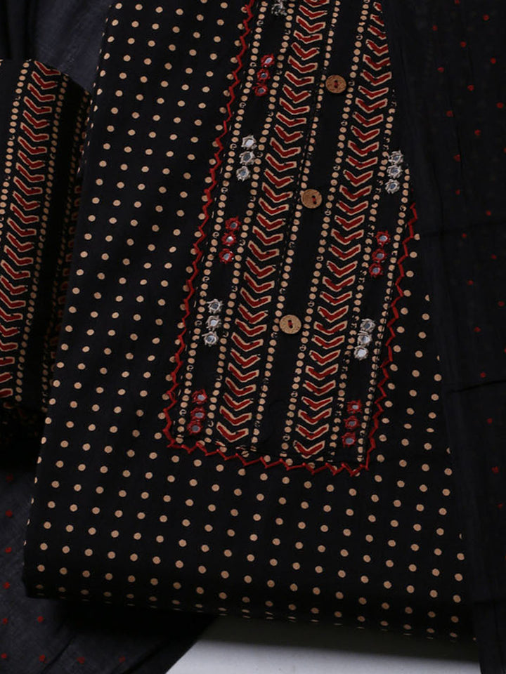 Printed Cotton Blend Unstitched Suit With Dupatta