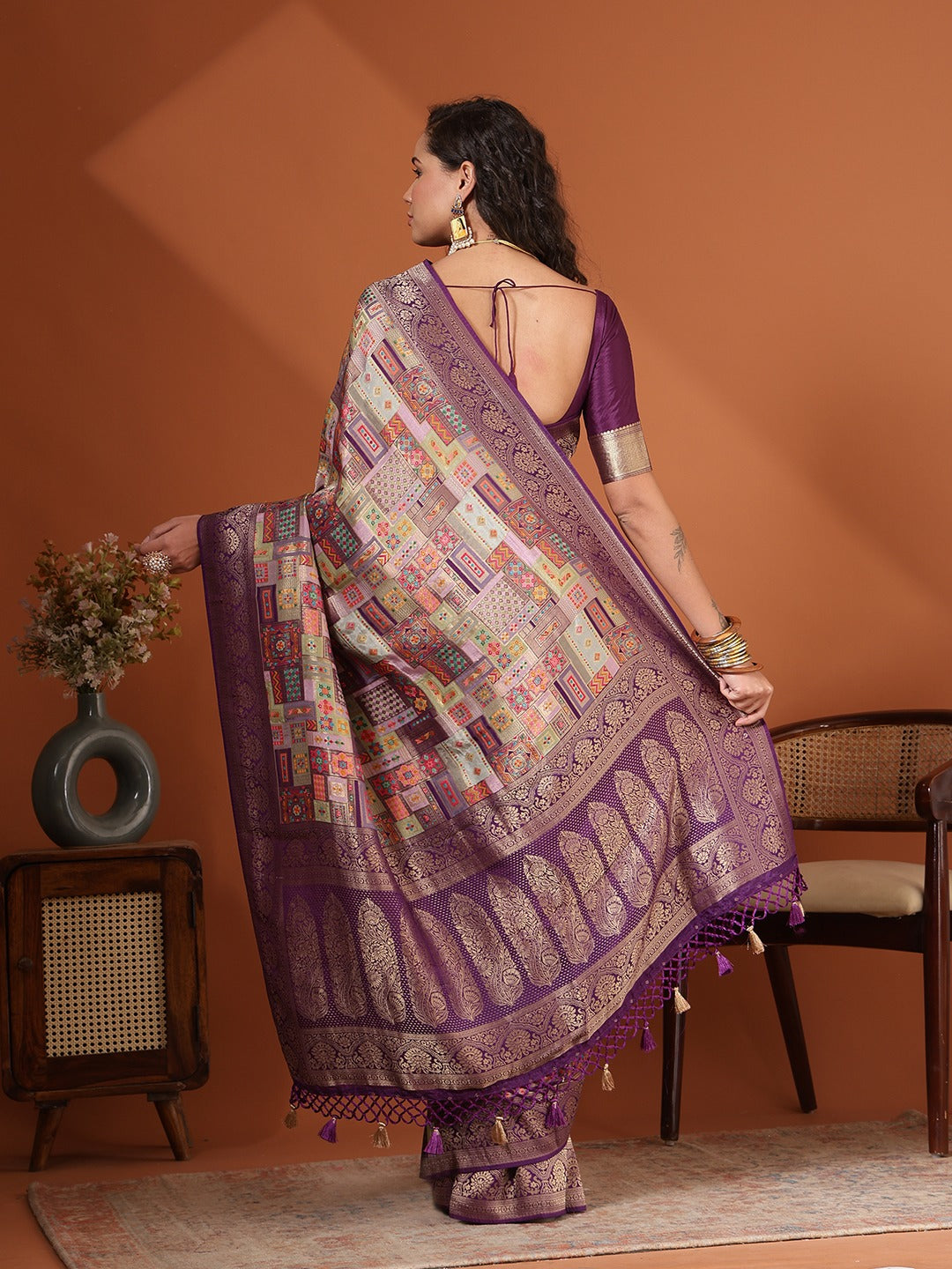 Woven Design Satin Saree