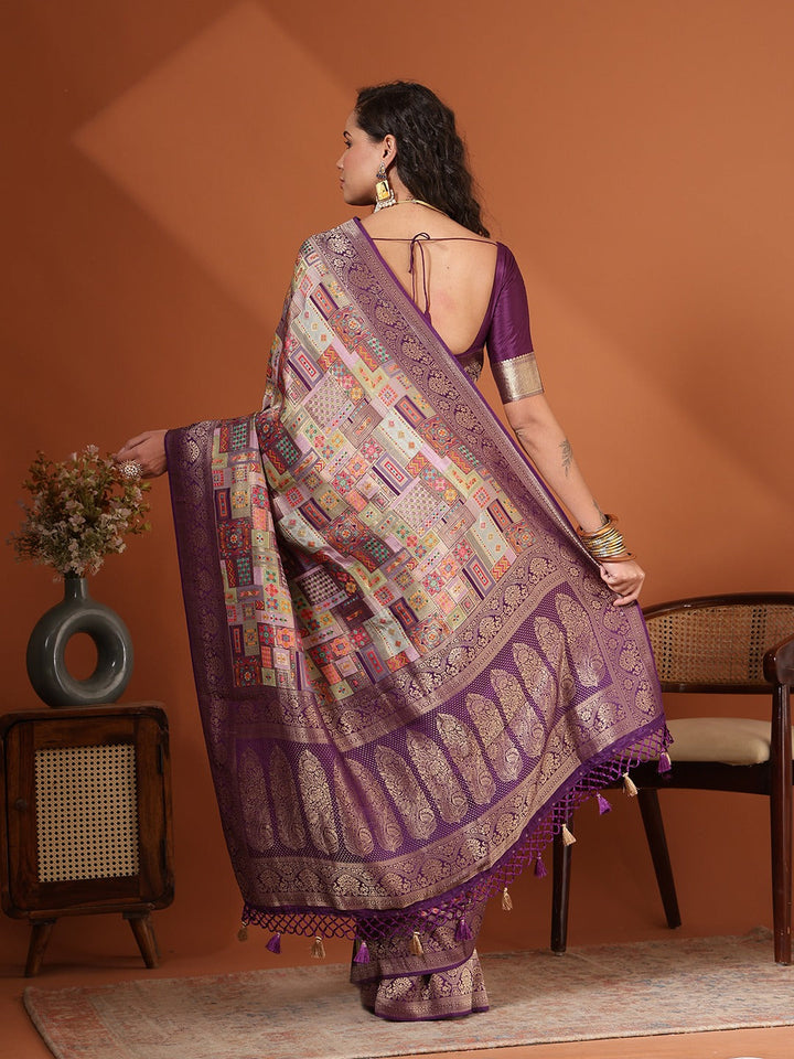 Woven Design Satin Saree