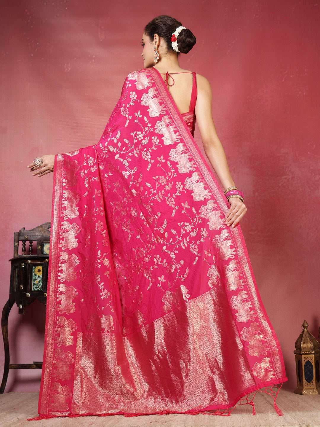 Embroidered Crepe Saree
