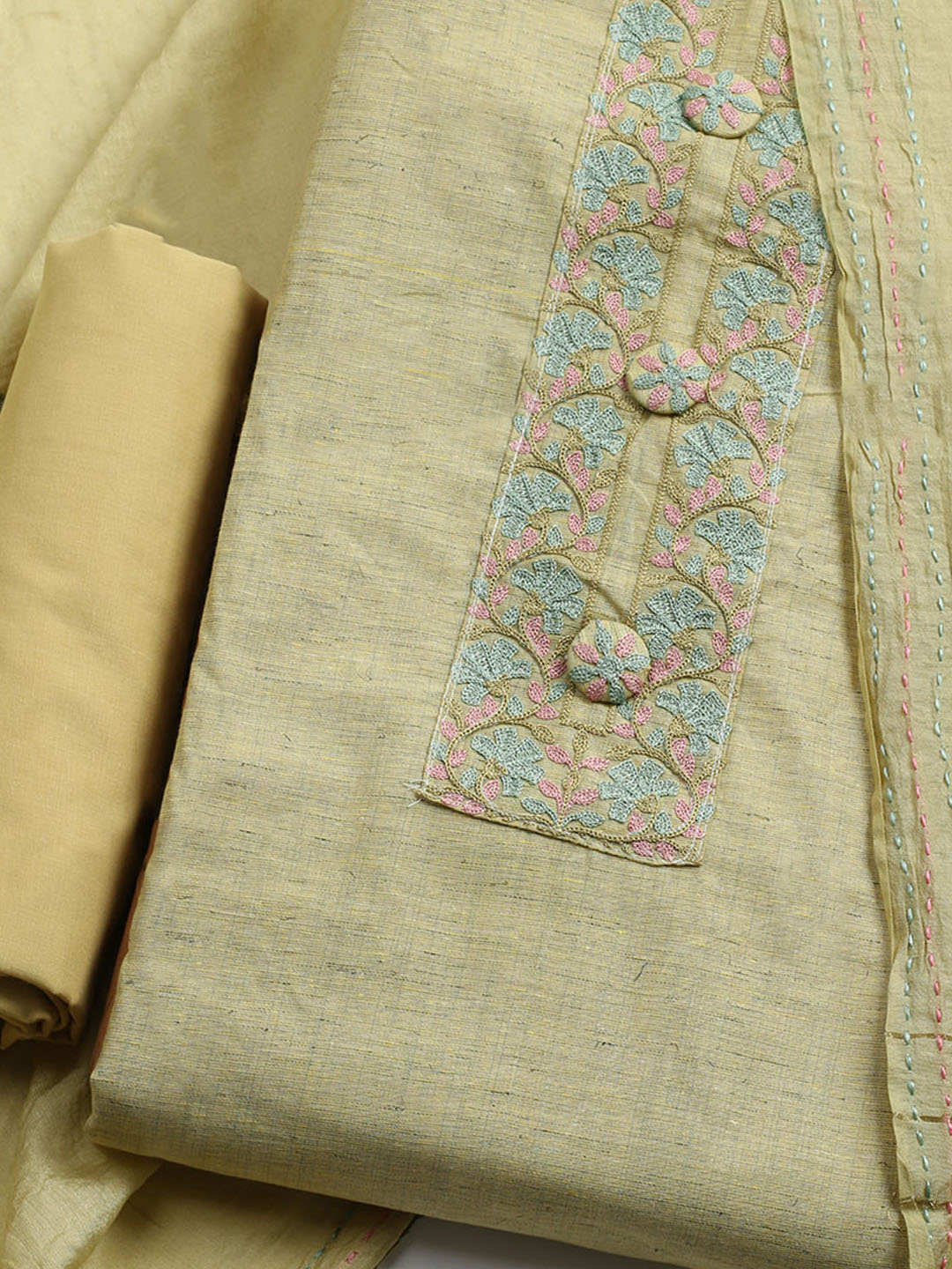 Embroidered Cotton Unstitched Suit With Dupatta