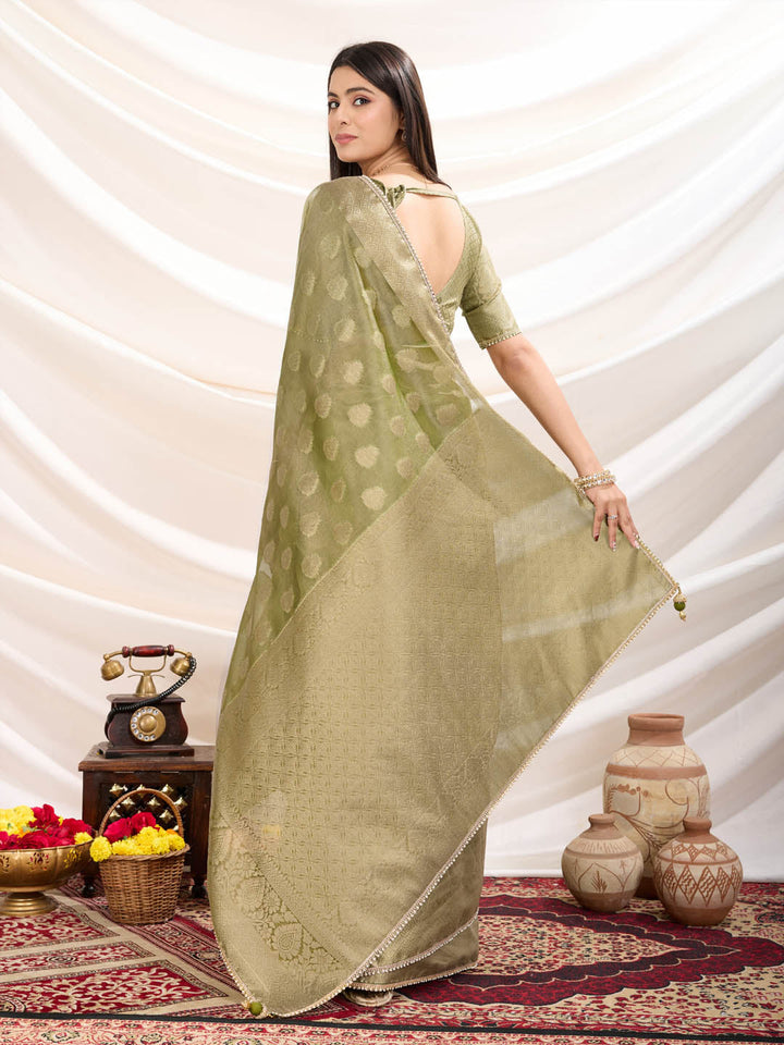 Zari Border Booti Woven Art Silk Saree