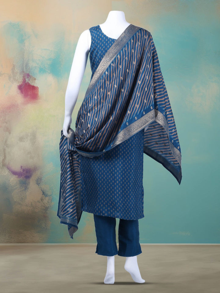 Bandhani Printed Organza Kurta With Pants &amp; Dupatta