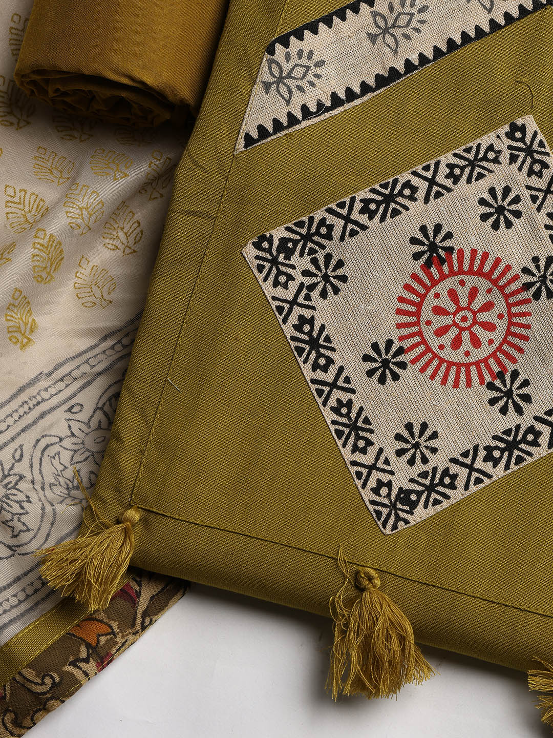 Neck Embroidered Cotton Blend Unstitched Suit With Dupatta