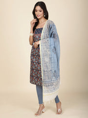 Schiffli Printed Cotton Unstitched Suit Piece With Dupatta