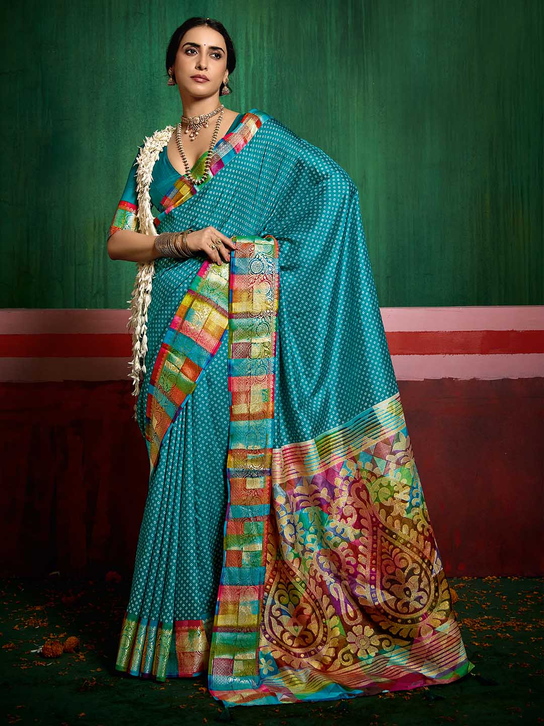 Bandhani Printed Art Silk Saree