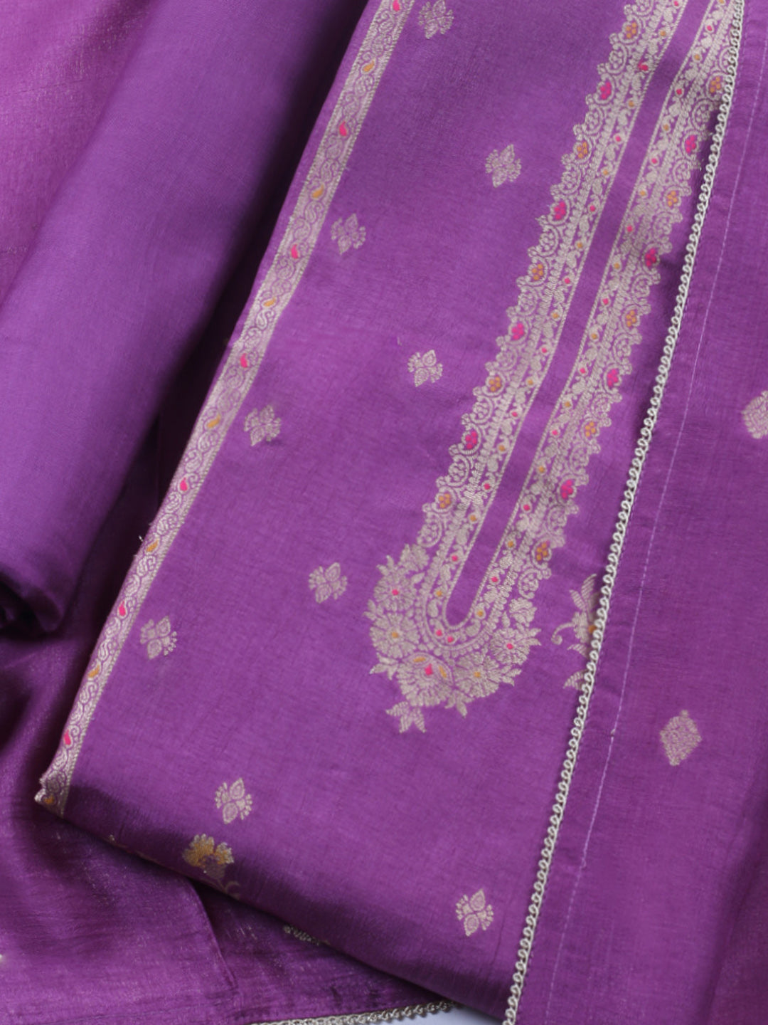 Woven Design Chanderi Unstitched Suit With Pant &amp; Dupatta