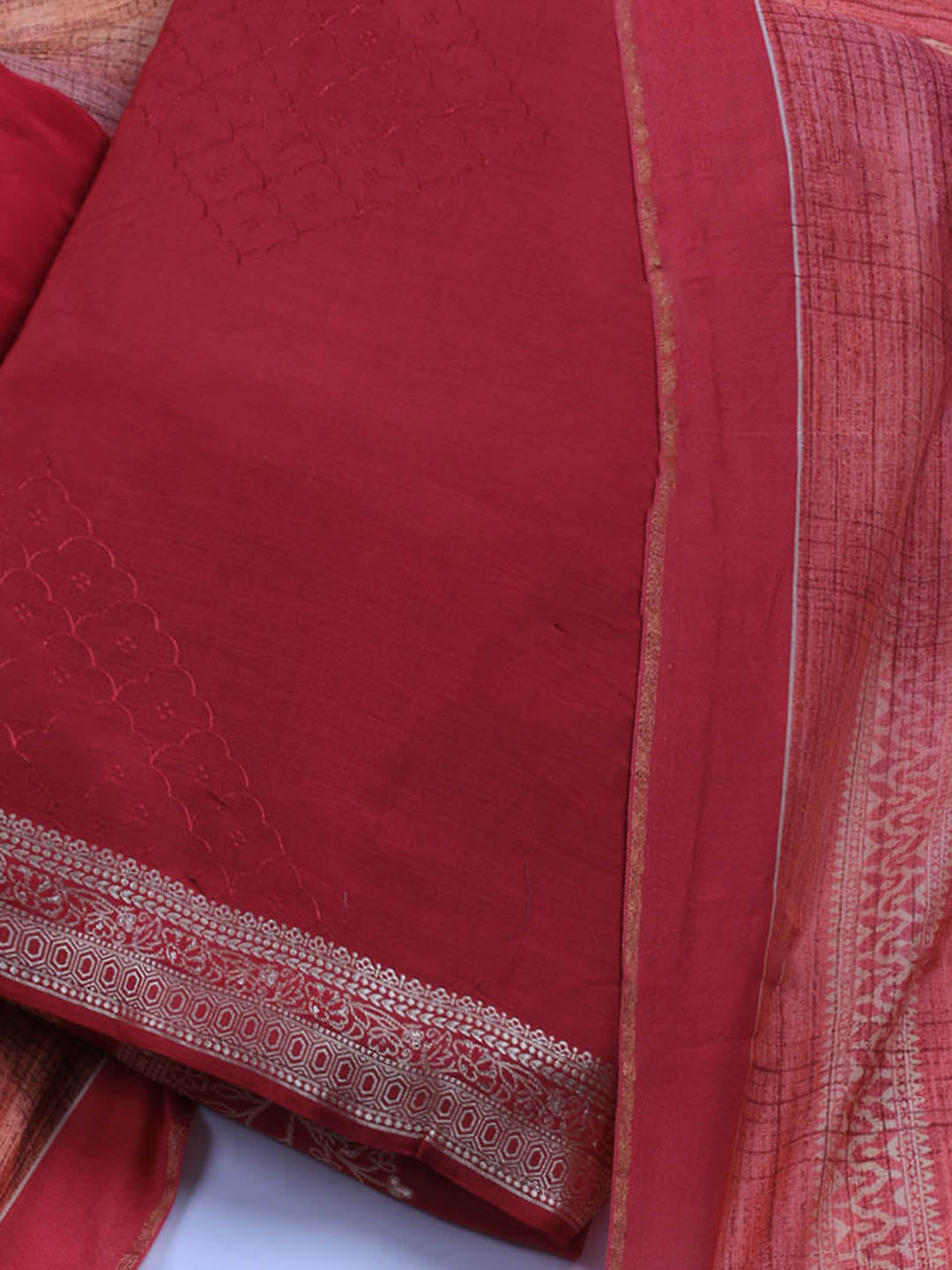 Zardozi Art Silk Unstitched Suit Piece With Dupatta