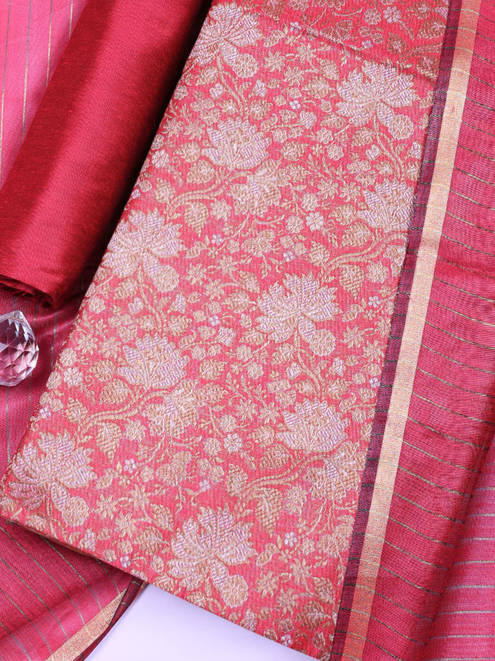 Banarasi Chanderi Unstitched Suit With Pant &amp; Dupatta