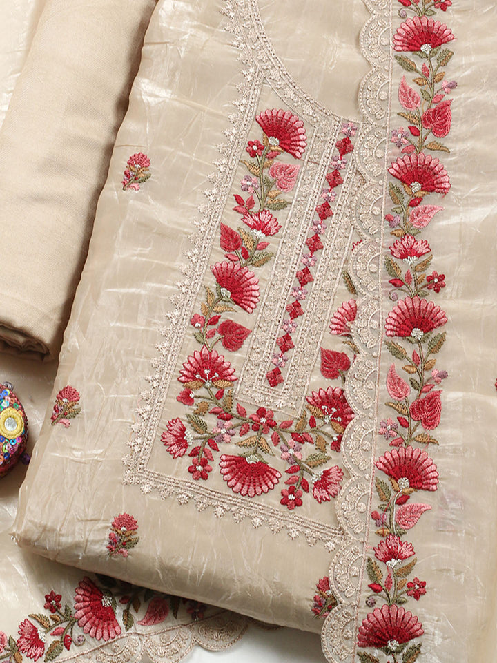 Printed Tissue Unstitched Suit With Dupatta