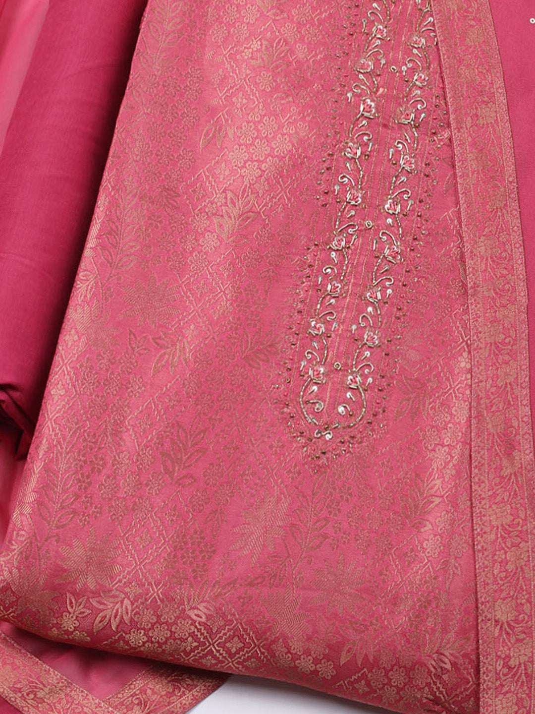Brocade Chanderi Unstitched Suit With Dupatta