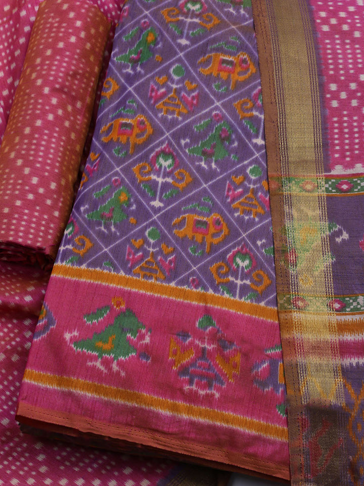 Woven Design Art Silk Unstitched Kurta With Pant &amp; Dupatta