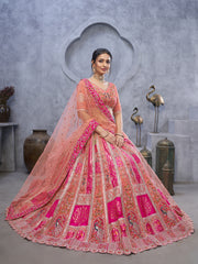 Resham Embroidery Tissue Choli With Lehenga & Dupatta