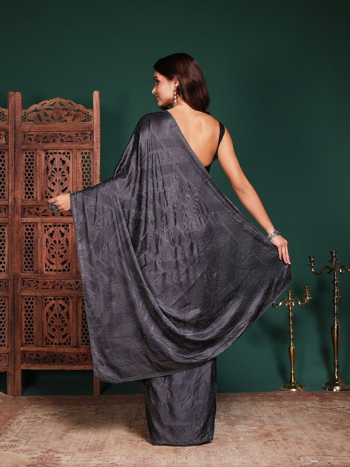 Embroidered Satin Saree