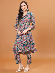 Floral Printed Cotton Kurta With Pants