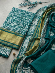 Printed Cotton Blend Unstitched Suit With Pant & Dupatta
