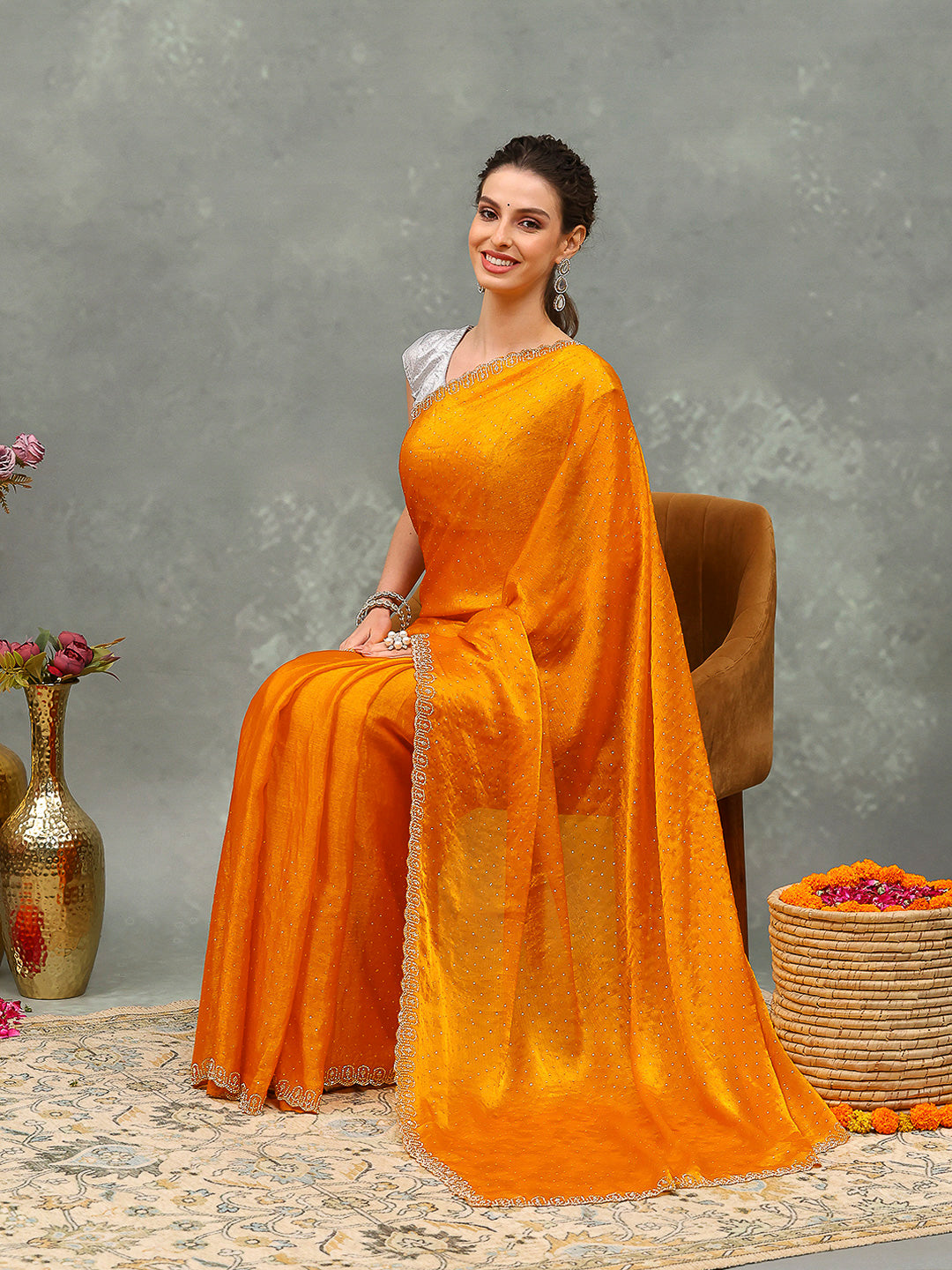 Embroidered Chiffon Saree