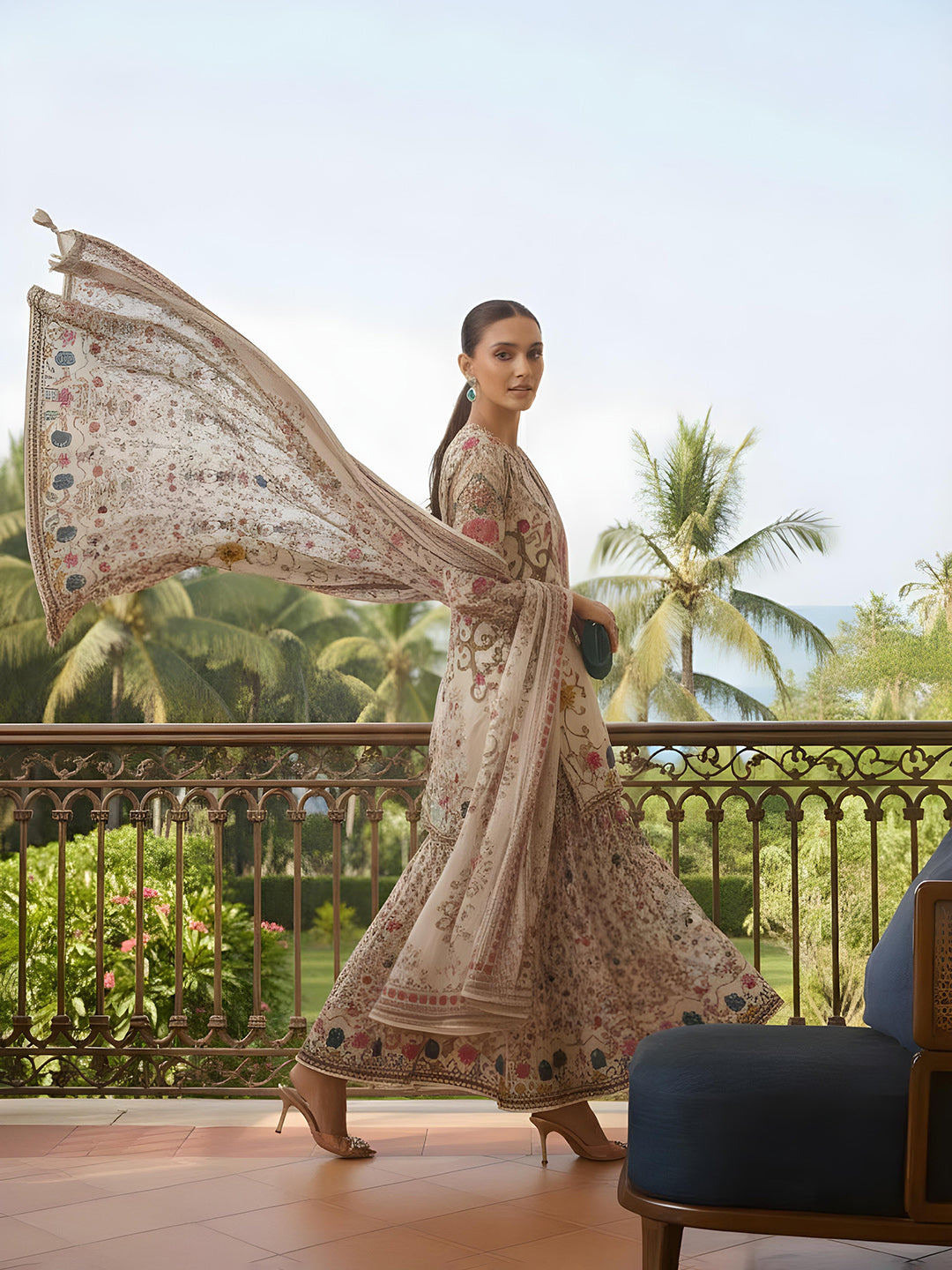 Printed Muslin Kurta With Gharara &amp; Dupatta