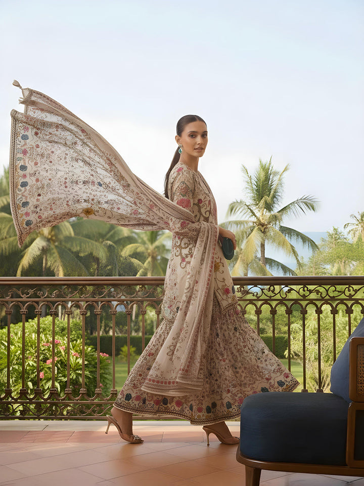 Printed Muslin Kurta With Gharara &amp; Dupatta