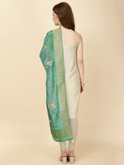 Neck Embroidered Chanderi Unstitched Suit Piece With Dupatta