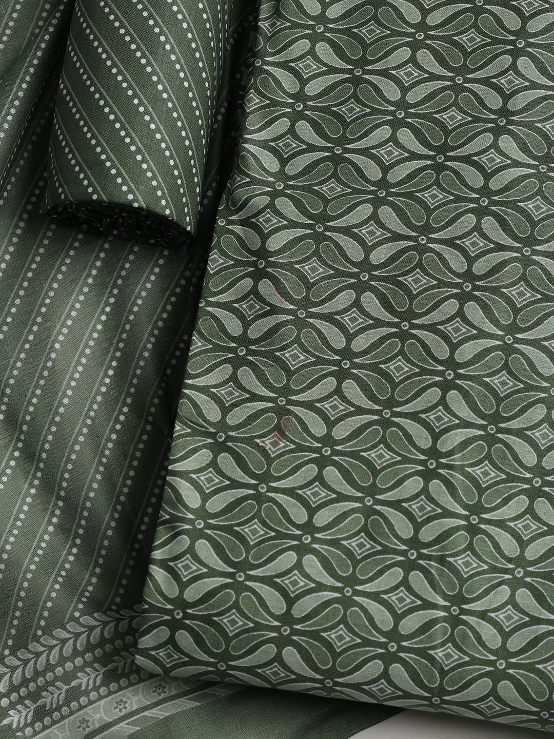 Printed Cotton Blend Unstitched Suit With Dupatta