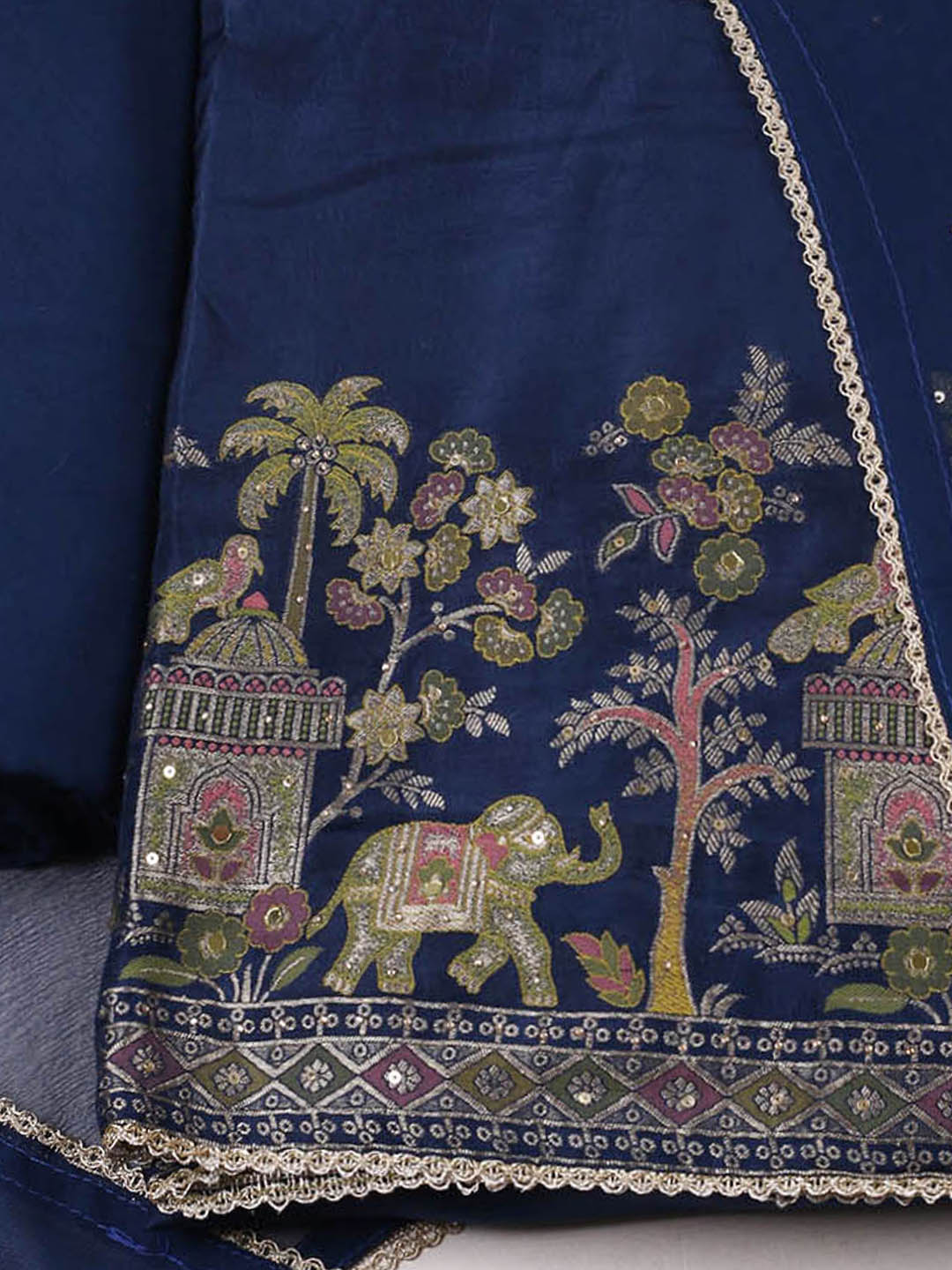 Woven Design Chanderi Unstitched Suit With Pant &amp; Dupatta