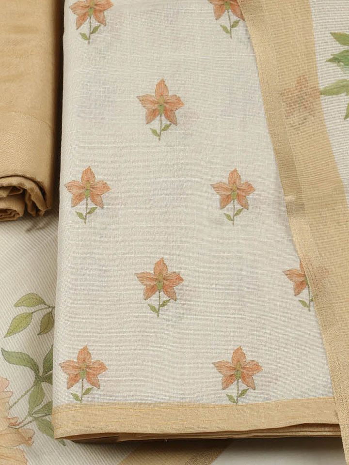 Printed Tissue Unstitched Suit With Pant &amp; Dupatta