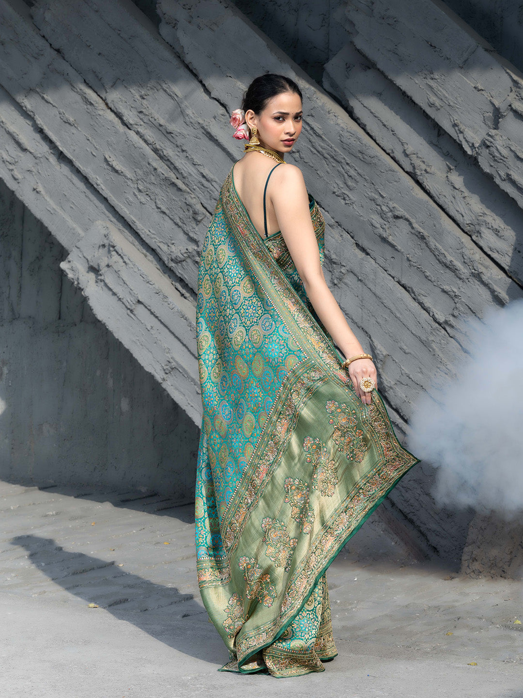 Embroidered Dola Silk Saree