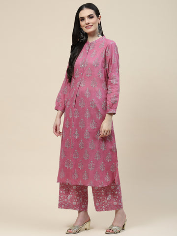 Printed Cotton Kurta With Pants