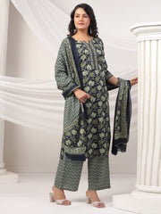 Printed Cotton Blend Kurta With Pants & Dupatta