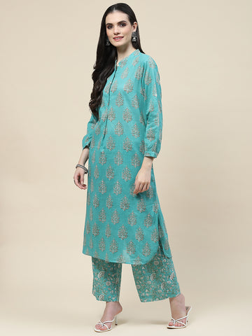 Printed Cotton Kurta With Pants