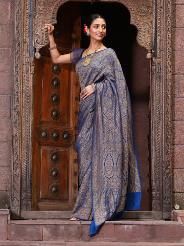 Antique Brocade Jaal Crepe Woven Saree