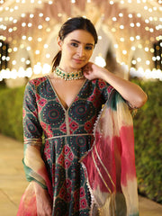 Digital Printed Muslin Kurta With Pants And Dupatta