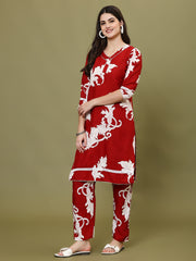 Floral Printed Cotton Kurta With Pants