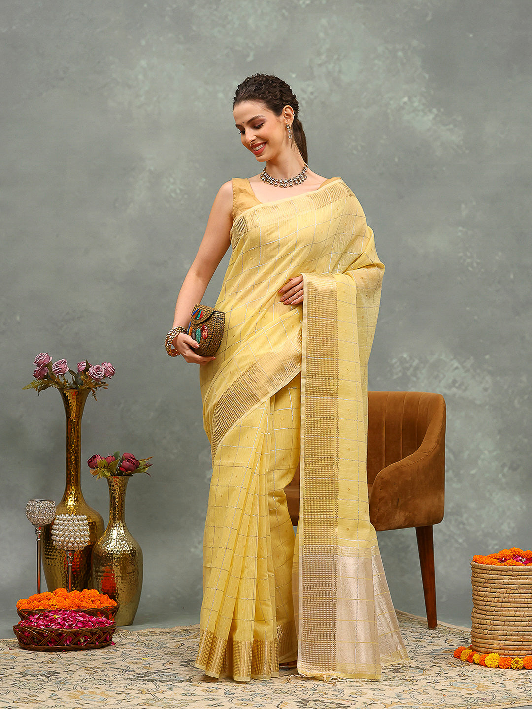 Embroidered Cotton Blend Saree
