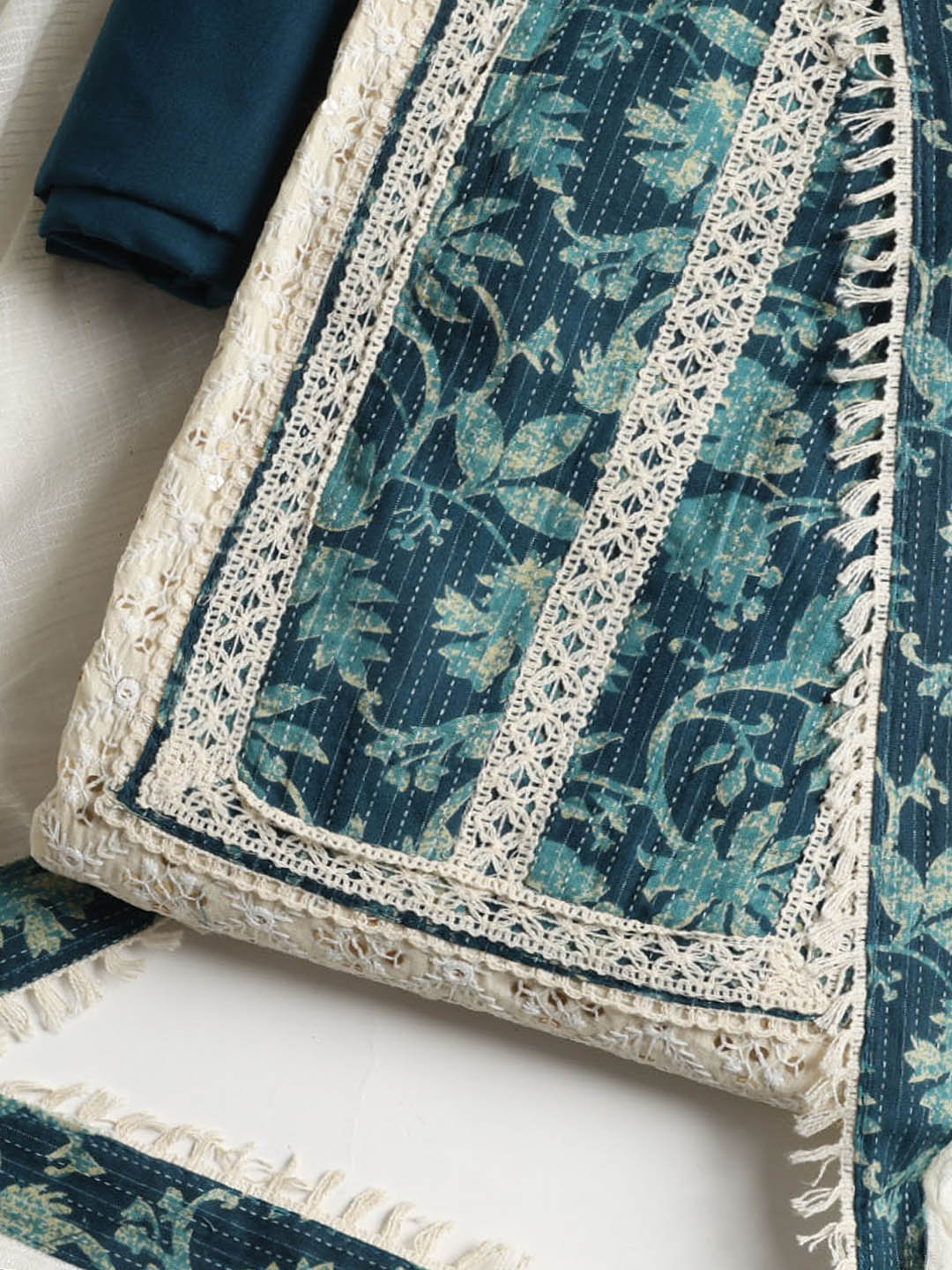 Embroidered Cotton Blend Unstitched Suit With Dupatta