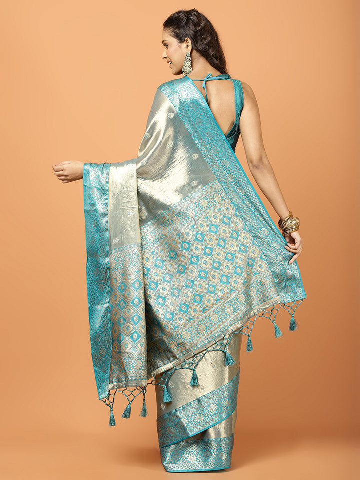 Plain Zari Border Banarasi Woven Saree