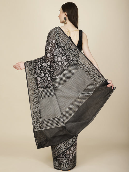 Resham Embroidered Cotton Handloom Saree
