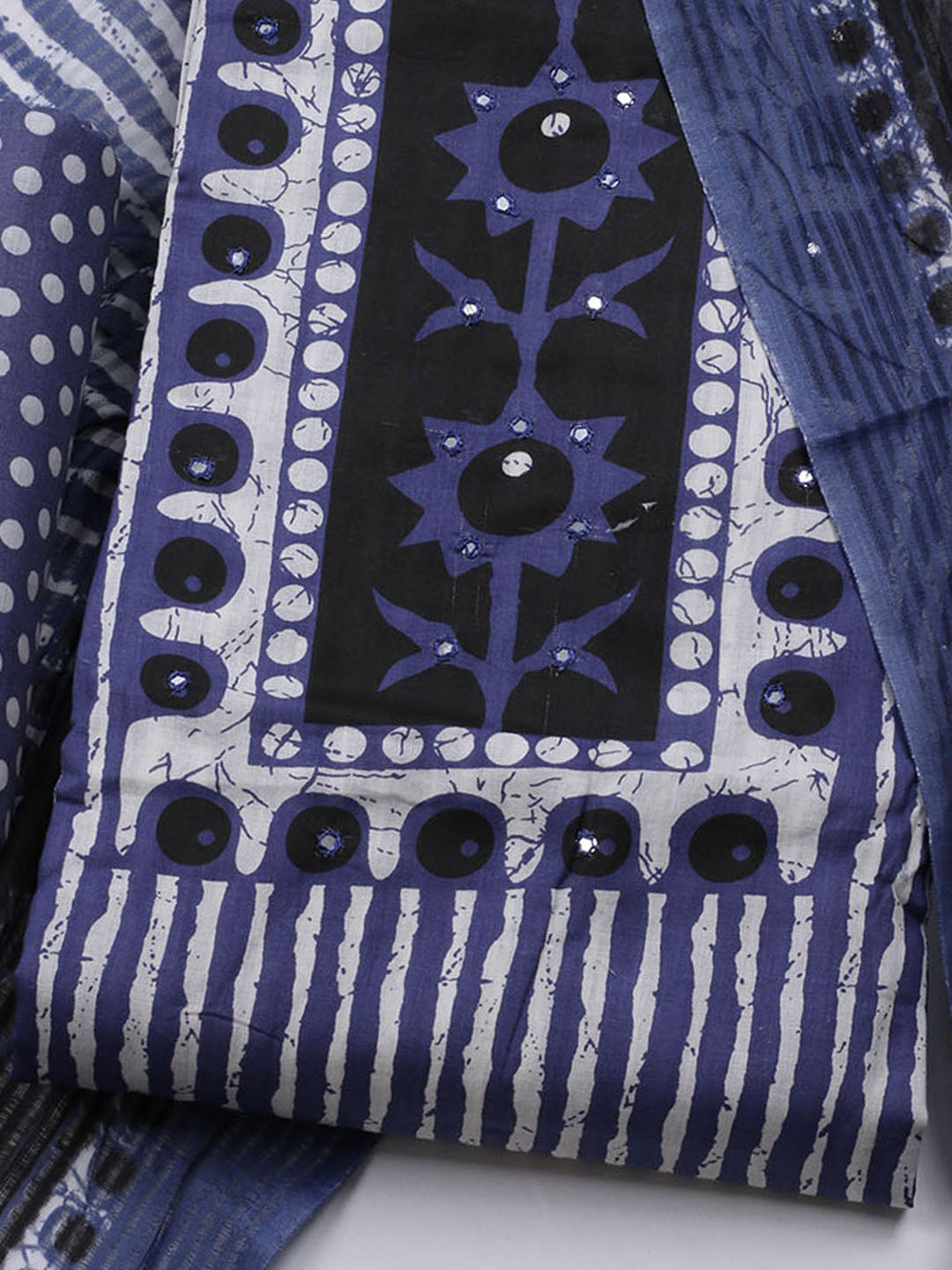 Printed Cotton Blend Unstitched Suit With Dupatta