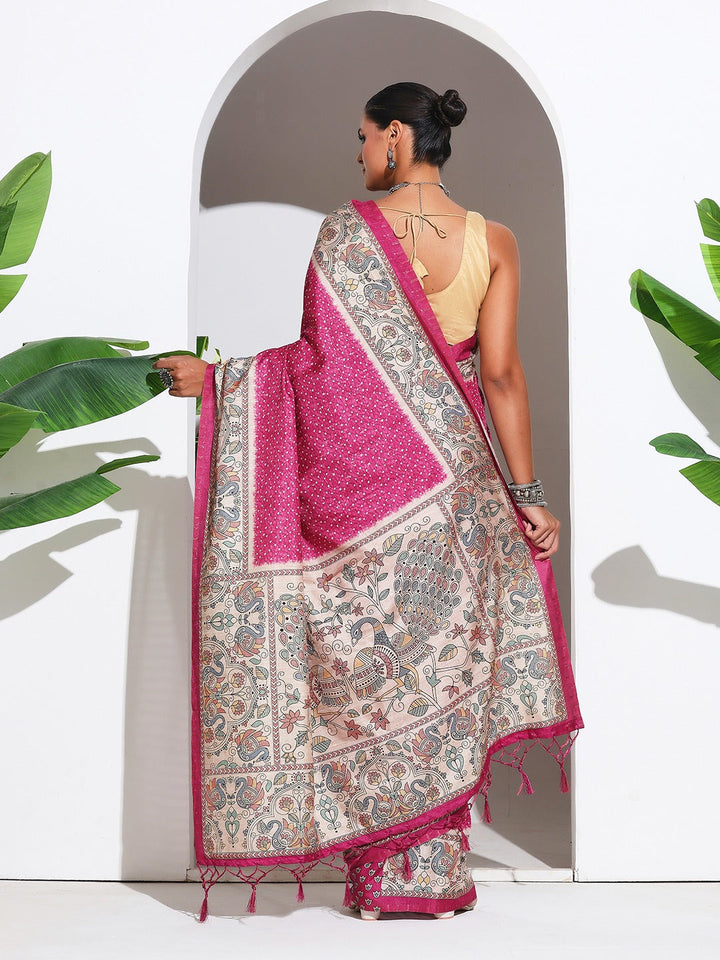 Printed Tussar Silk Saree