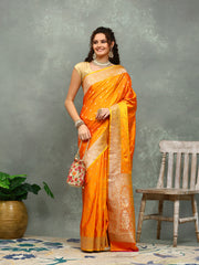 Zari Border Booti Art Silk Woven Saree