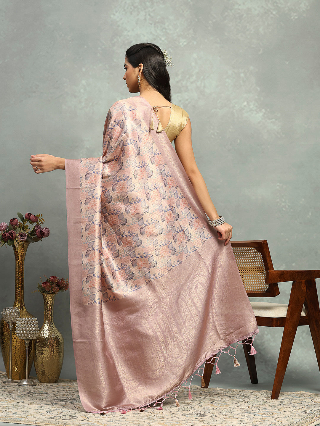 Digital Floral Printed Art Silk Saree