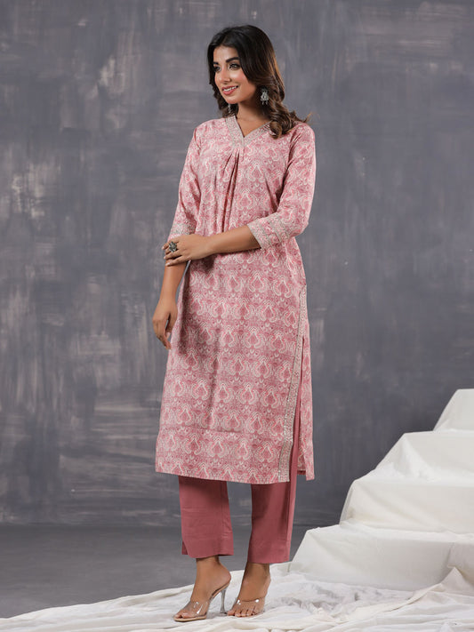 Printed Cotton Kurti With Pants